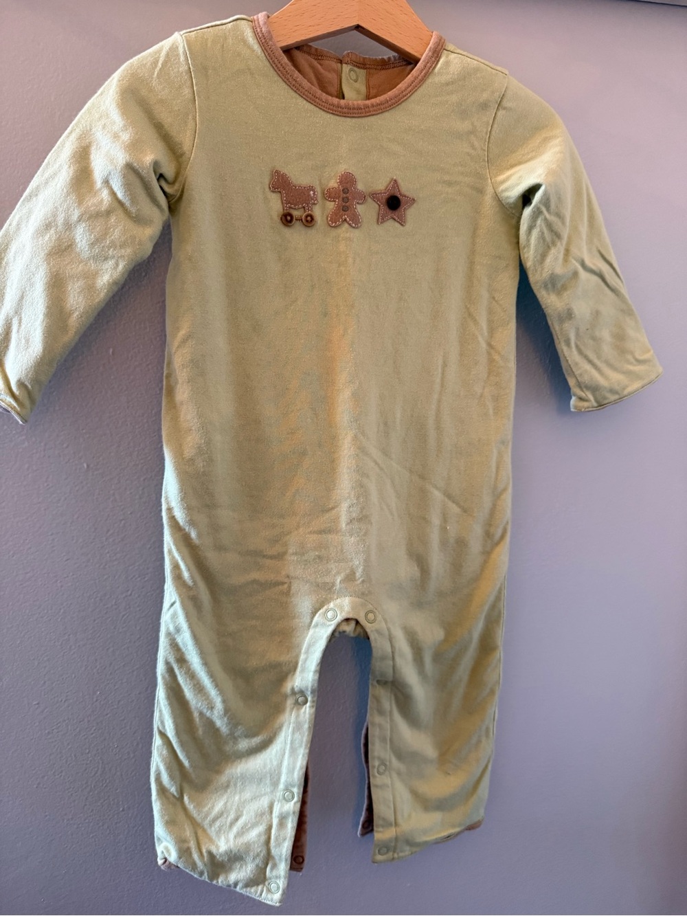 Janie and Jack Unisex Gingerbread Reversible One Piece Romper